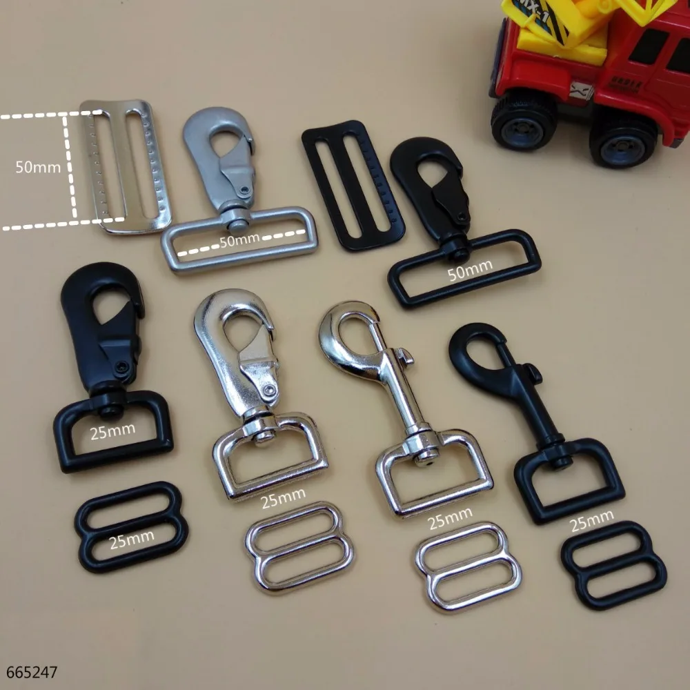 

1" 2" For 25mm 50mm Width Webbing Metal Swivel Clips 5pcs Snap Hook+5Pcs D Rings Trigger Style DIY Luggage Bag Belt Accessories