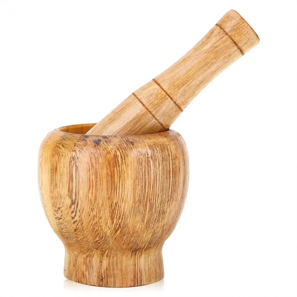 Kitchen Mortar Wooden Grinding Bowl Mortar and Pestle Garlic Ginger