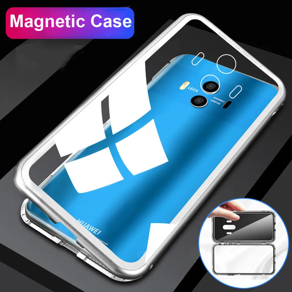 360 Magnetic Adsorption Case for Huawei P20 Case P20 Lite Honor 10 Nova 3e  Luxury Magnet Tempered Glass Case for Huawei P20 Pro