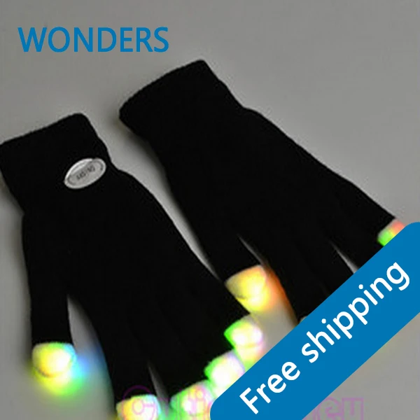 Free shipping Wholesale LED Gloves Rave light show fingers Colorful