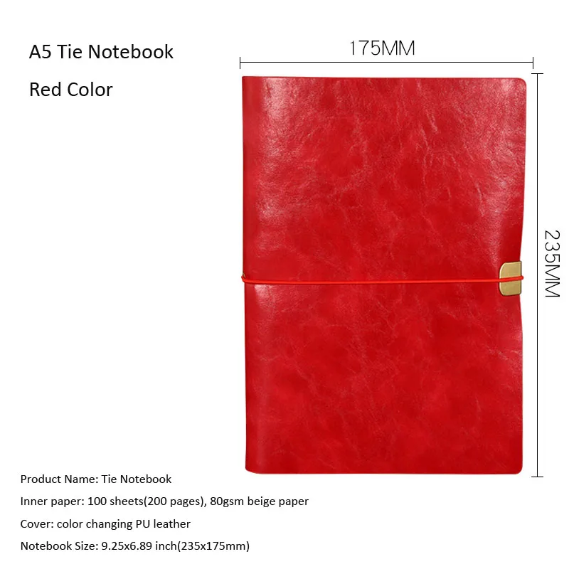 Винтажный кожаный многоразовый блокнот для мужчин, женщин, девочек и мальчиков TPN020 - Цвет: Red