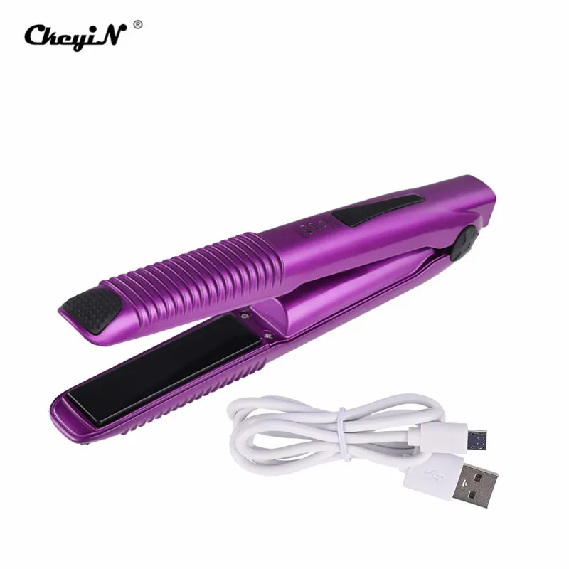 Портативный USB подзарядка Профессиональный мини выпрямитель бигуди беспроводные плоские утюжки Инструменты для укладки волос Chapinha Гофрирование - Цвет: Purple
