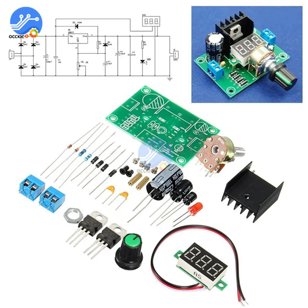 LM317 плата зарядного устройства цифровой дисплей Регулируемый источник питания понижающий преобразователь понижающий модуль DIY комплекты