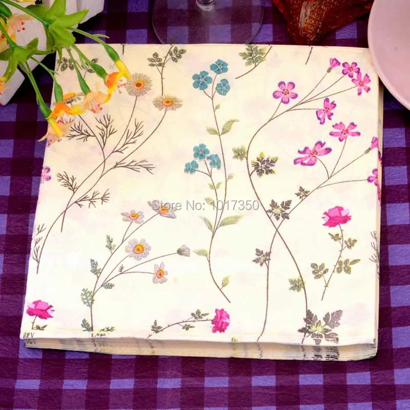 Flower wedding Napkins colorful floral paper napkin 33X33CM 2 Ply