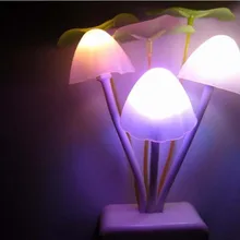 Творческий светодио дный настенный светильник гриб ночник энергосбережения Красочные Цвет светло ребенок для ЕС и США вилкой AC 110 В-220 В