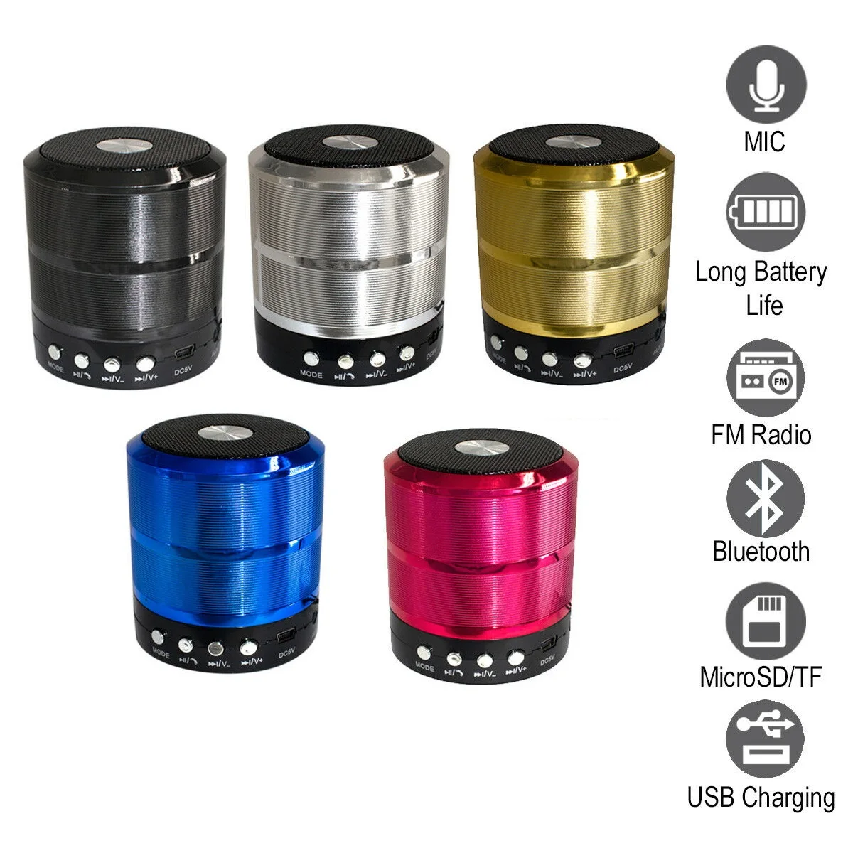 

Mini Portable Bluetooth Speaker Stereo Music FM Radio Player Support Memory Card Speakers with Microphone