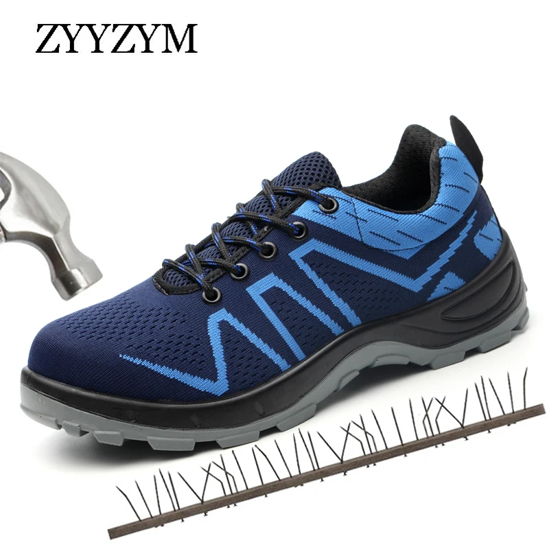 

ZYYZYM Men Steel Toe Work Safety Shoes Men Outdoor Anti-slip Steel Puncture Proof Breathable Construction Men Safety Boots New