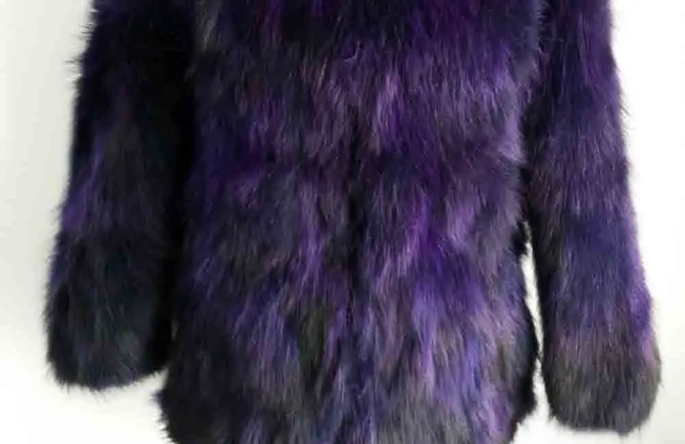 Purple Новое поступление, натуральная разноцветная шуба из меха енота, меховое пальто с капюшоном, настоящее зимнее пальто для женщин, куртка из натурального меха sr - Цвет: Purple