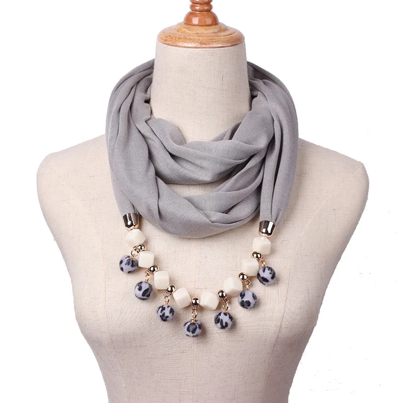 TagerWilen кулон шарф ожерелье бусы Hairball ожерелья с кисточками для женщин полиэстер шарфы ювелирные изделия обертывание аксессуары X-07 - Цвет: 10