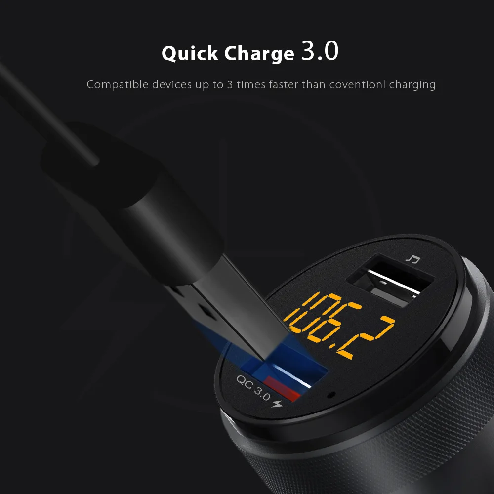 Автомобильное зарядное устройство C57 с двумя usb-портами quick charge 3,0, Bluetooth, fm-передатчик, автомобильный комплект, MP3 музыкальный плеер, беспроводной fm-радио адаптер