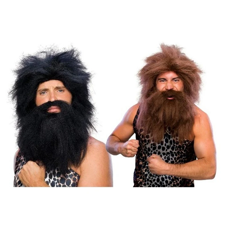 

Halloween Indigenous People Wig Maintenance Savage Head The Wig Beard Cosplay mask Halloween Cosplay Party Costumes Decoration