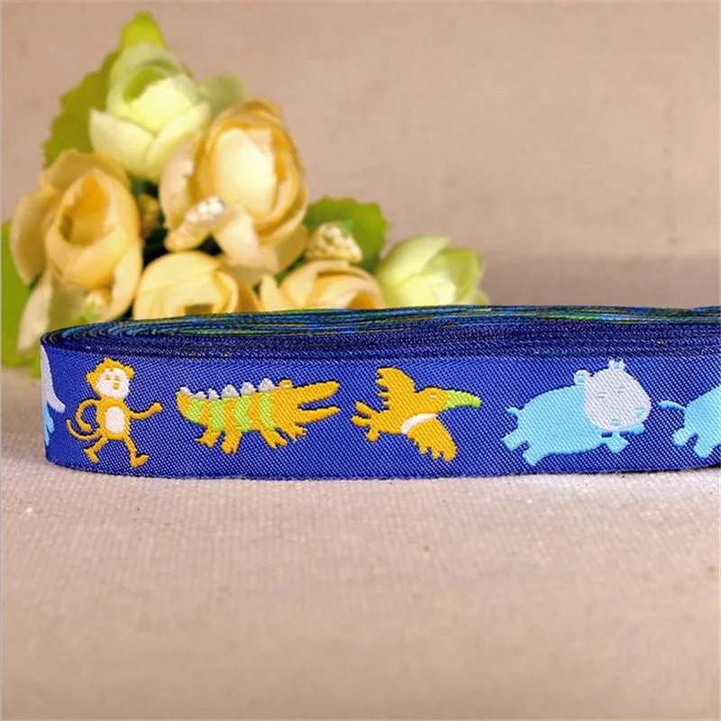 

2016 NEW 5/8 '(16 mmx10yards) 100% Polyester Cartoon animal family Woven Jacquard Ribbon for DIY Dog collar Free Shipping
