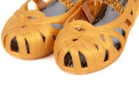 Melissa/прозрачная обувь для девочек; сандалии для девочек; римская обувь; обувь принцессы для девочек; нескользящие пляжные шлепанцы - Цвет: Золотой