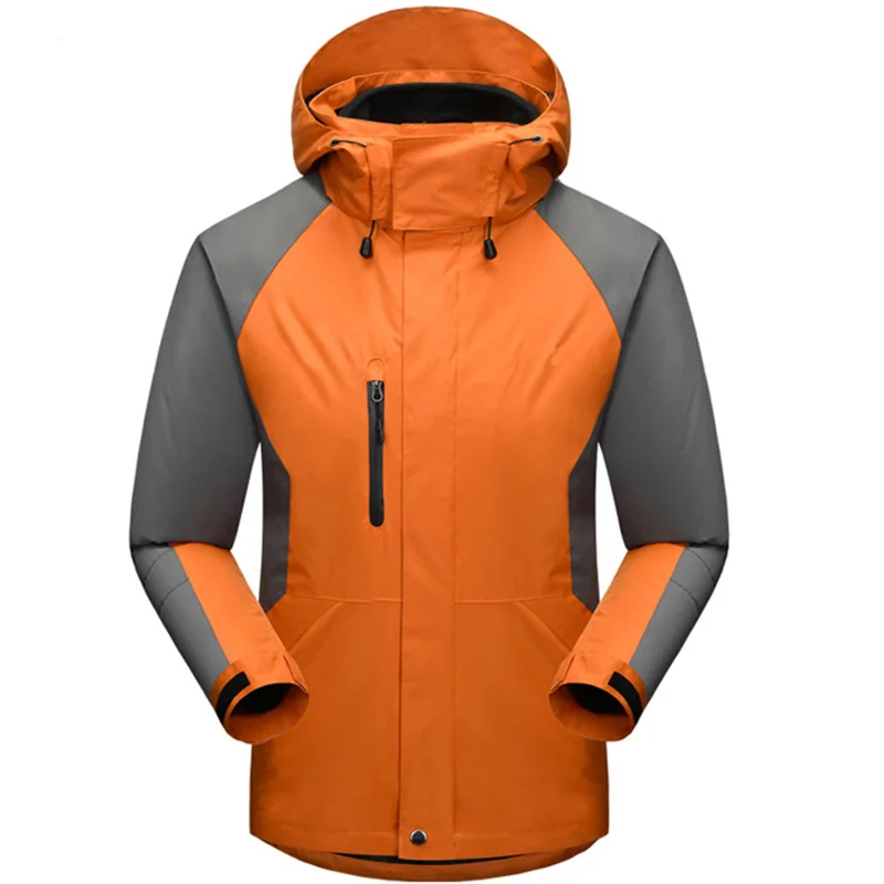 Уличная зимняя мужская и женская мягкая оболочка 3 в 1 куртка походная водонепроницаемая куртка ветрозащитная Лыжная теплая мягкая оболочка куртка - Цвет: Orange