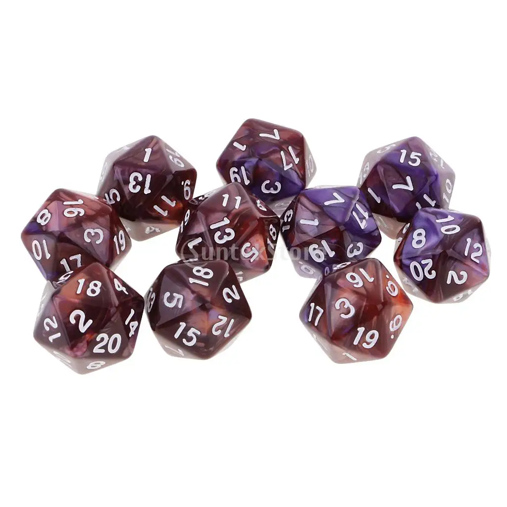 10 шт. 20 двухсторонних кубиков D20 многогранные кубики для Dungeons и Dragons настольные