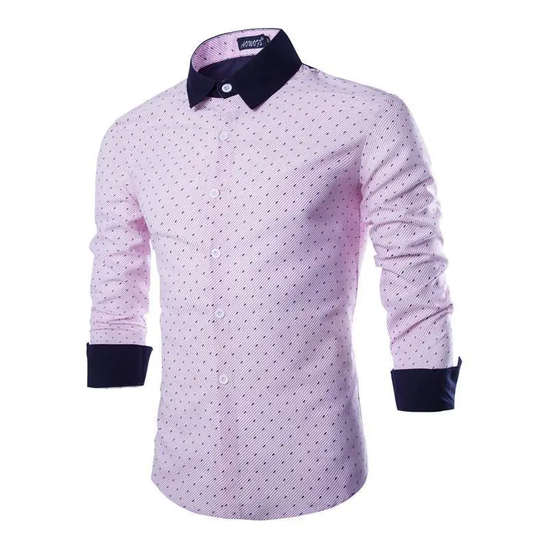 Striped Dress Shirt Men Brand Long 