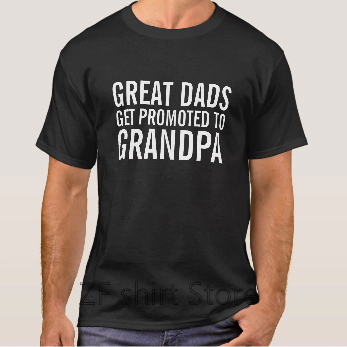 

Fashion Cool Men T shirt Women Funny tshirt great dads get promoted to grandpa shirts Short Sleeve Basic T-Shirt