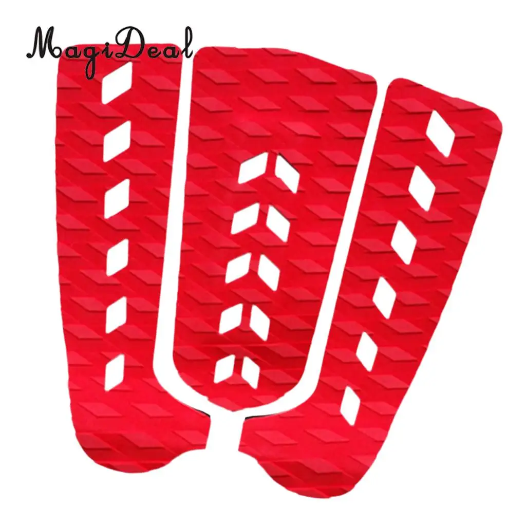 MagiDeal 3Pcs Surfboard Surf SUP Paddleboard Traction Pad Tail Pad Deck Grips Yellow/Green/Red/Blue