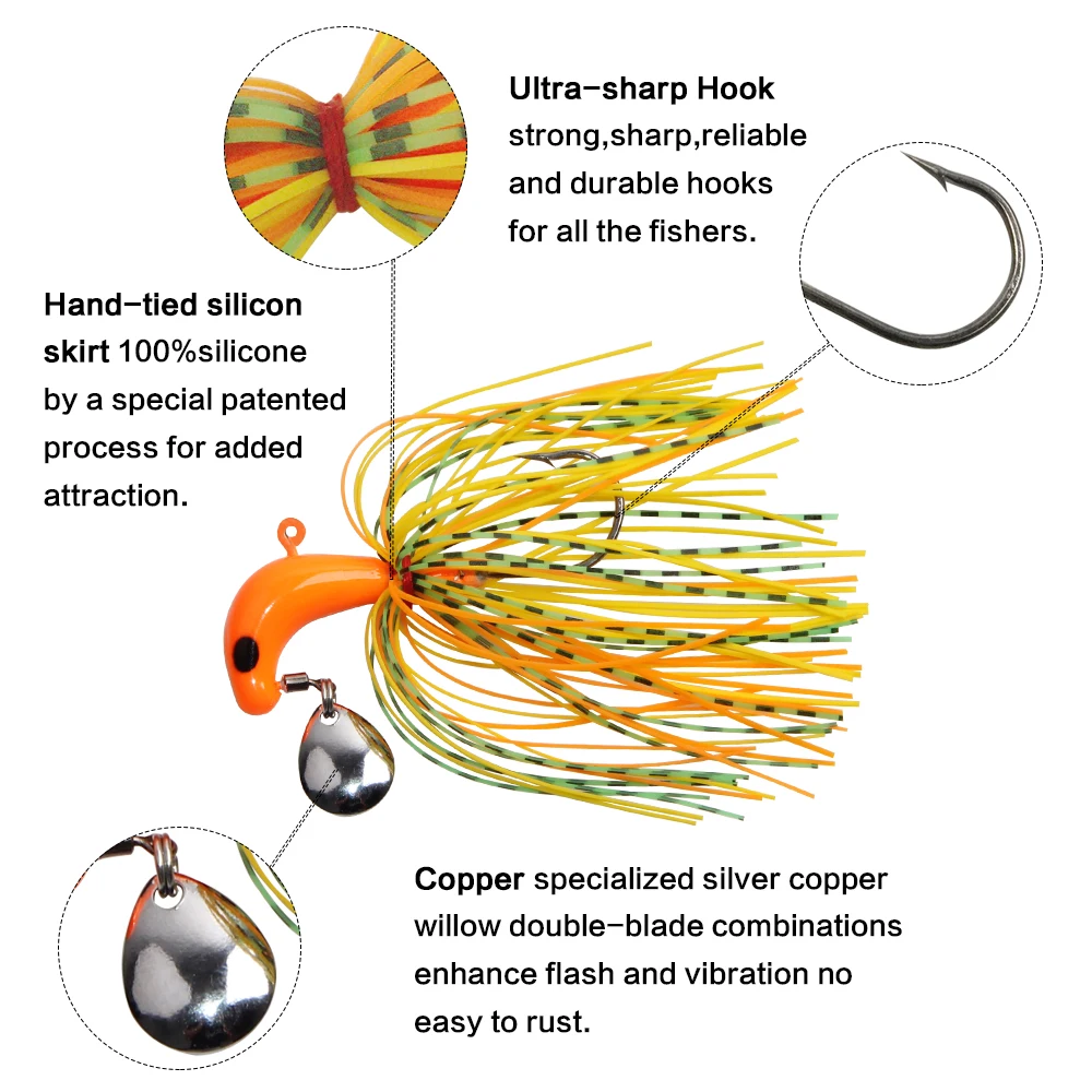 JSM buzzbait chatterbait spinnerbait Lures fishing artificial bait with skirts silicone jig lead head for pike bass fishing-3