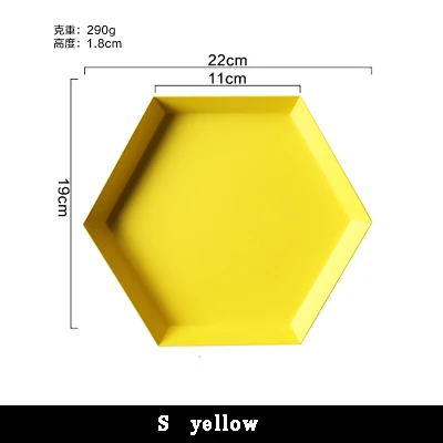 S size Colorful polygonal desktop combination storage tray Nordic geometric diamond metal hexagonal tea tray stainless steel 6