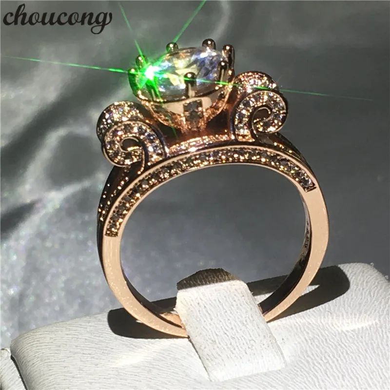 Choucong модное кроеное кольцо 3ct 5A Циркон Cz розовое золото заполненное 925 Серебряное