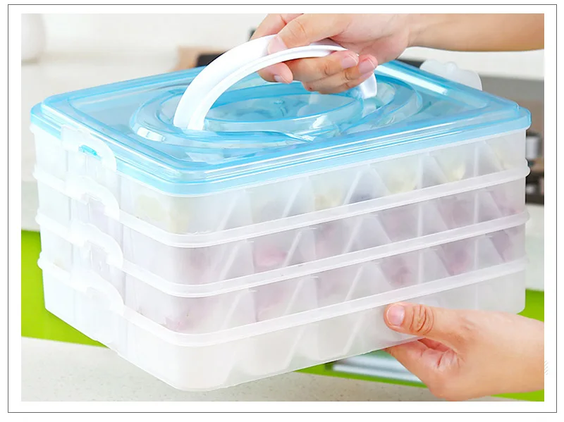 Четырехслойная коробка для хранения пельменей, 4 слоя, переносные пластиковые коробки для хранения с органайзером LidRefrigerator, органайзер, органайзер для пельменей, коробка