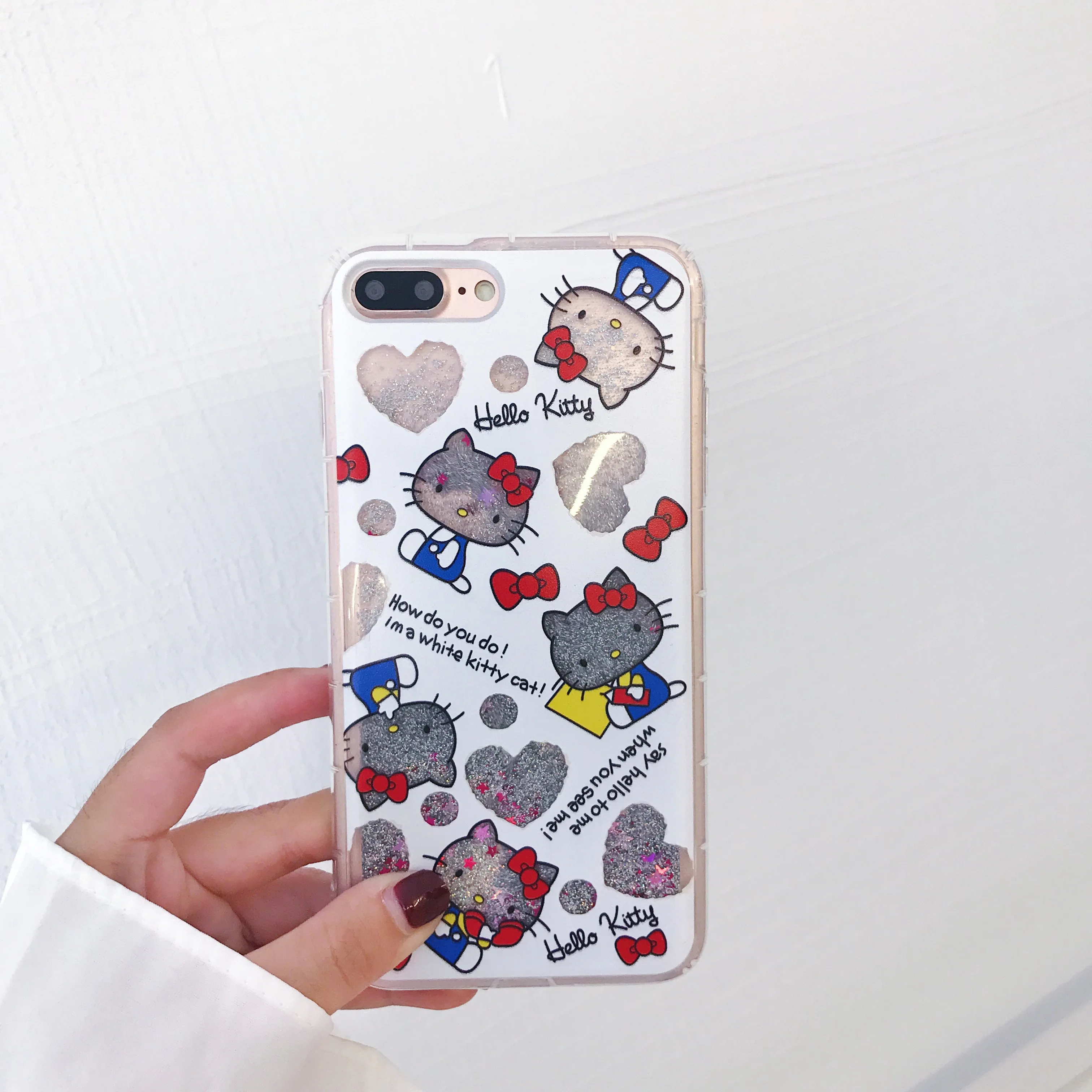Милый мультфильм Hello kitty динамический с блестками и жидкостью зыбучий песок | Чехлы-накладки -33013525138