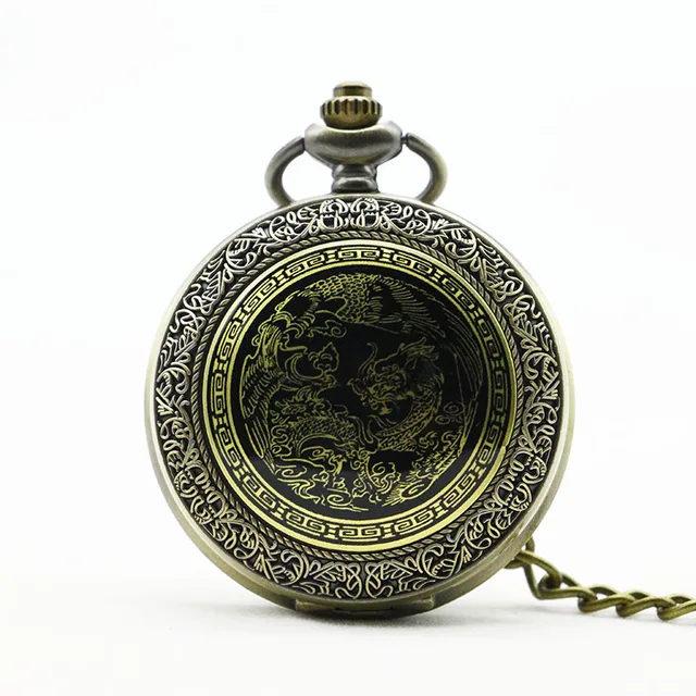 Antique Vintage Luxury China Dragon Retro Thick Waist Chain Bronze Gold Quartz P Antique Vintage Luxury China Dragon Retro Thick Waist Chain Bronze Gold Quartz P