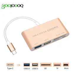 50 шт. 5in1 Алюминий USB 3.0 концентраторы USB c концентратора Тип c SD/TF Card Reader Micro USB Мощность порты и разъёмы USB разветвитель OTG Тип-C концентратор для