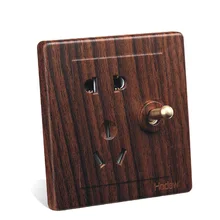 Настенная панель розетки 86-Тип древесно-Цвет открытие пяти-переключатель отверстия разъем, ПК, 220 V 10A