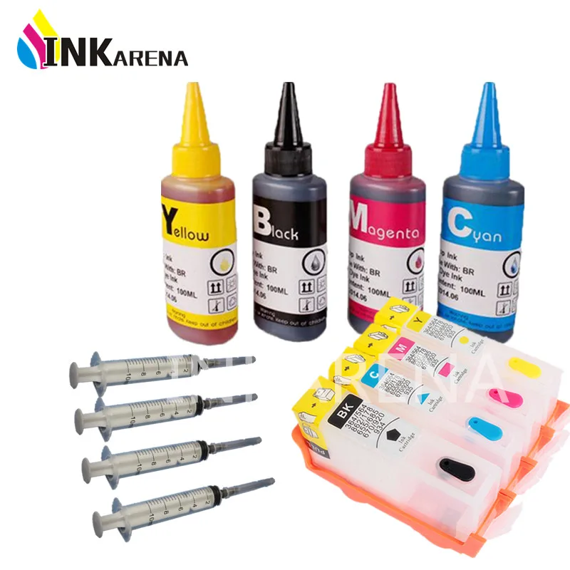 INKARENA Refill Ink Kit +Empty Ink Cartridge Replacement For hp364
