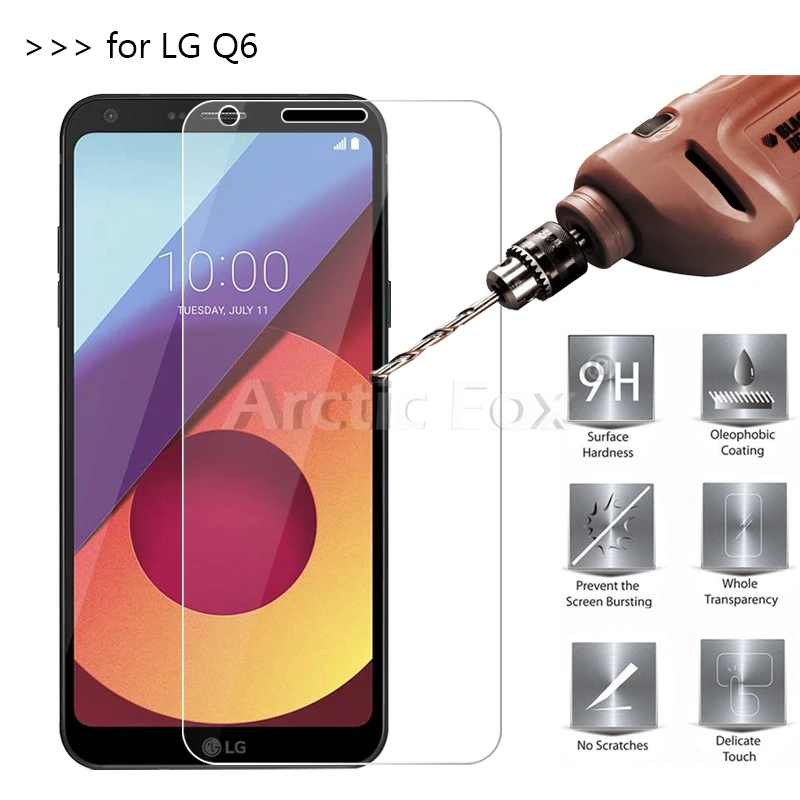 2 шт./лот закаленное Стекло для LG Q6 Экран протектор Защитная пленка Alpha Бесплатная