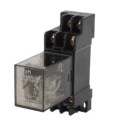 

DC12V Coil Voltage DPDT Electromagnetic Power Relay w 35mm Din Rail Socket  Free Shipping