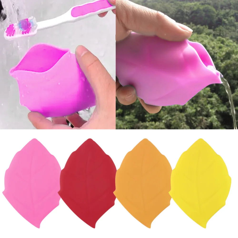 

Portable Travel Mini Drinking Cups Silicone Maple Leaf Tooth Brushing Cup