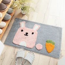 Cartoon Thickness Mat Soft Anti-slip Rug Double-layer Design Tight Edge Skin Friendly Carpet for Bathroom Bedroom Entrance Use