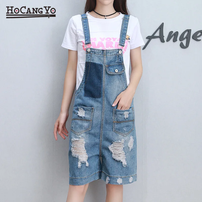 

Hole Ripped Cotton Denim Rompers Overalls for Women NEW Fashion Summer Rompers Womens Jumpsuit Loose Casual Jumpsuits Playsuits