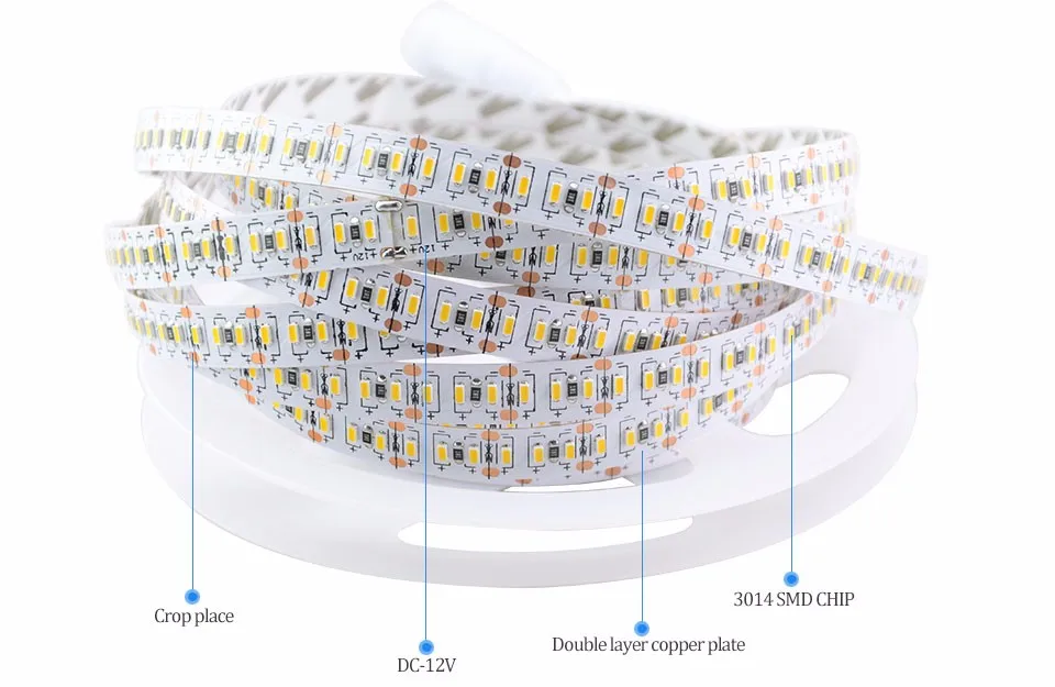 Супер яркая светодиодная лента 12В SMD3014, IP20 IP65, водонепроницаемая, 204 светодиодов/м, 5 м, гибкая лента Fita, белая, теплая, белая, синяя, освещение