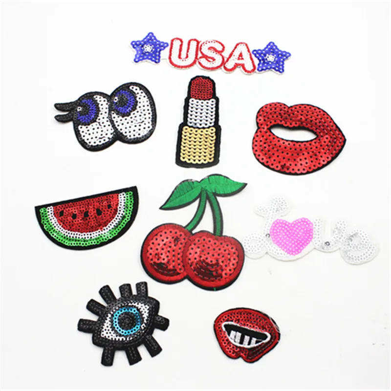 

Sequins Patches For Clothing Motif Applique Embroidered Sticker Iron On DIY Garment Kids Sewing Accessories