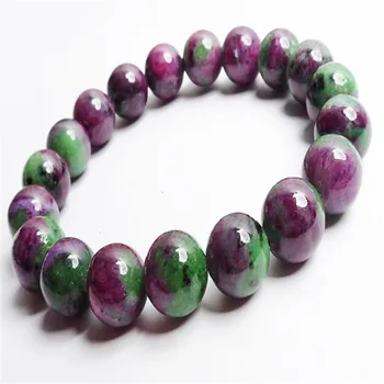 

Just One New Arrival Genuine Natural Red Green Zoisite Stone Fashion Round Beads Jewelry Women Charm Elastic Bracelet