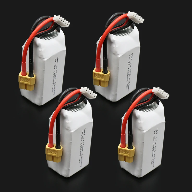 

4pcs VHO 14.8V 1500mAh 4S 45C Lipo Battery XT60 / T Plug Rechargeable Battery