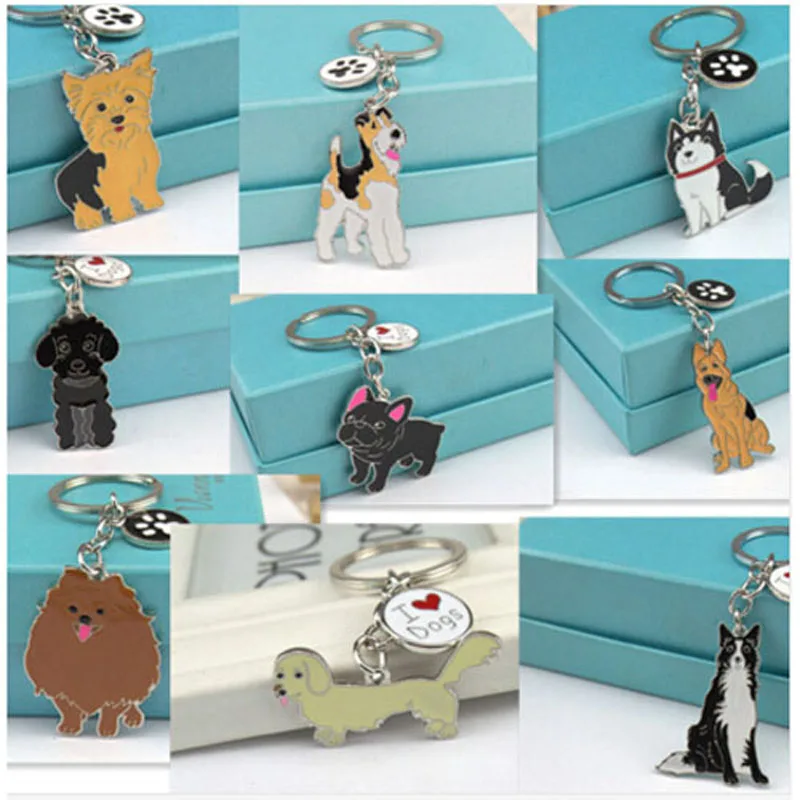 

Drop Shipping Pet Dog Key Chain Pendants Key Buckle Tag key Jewelry Women Keychains Welsh Corgi Chihuahua Bag Charms Keyring