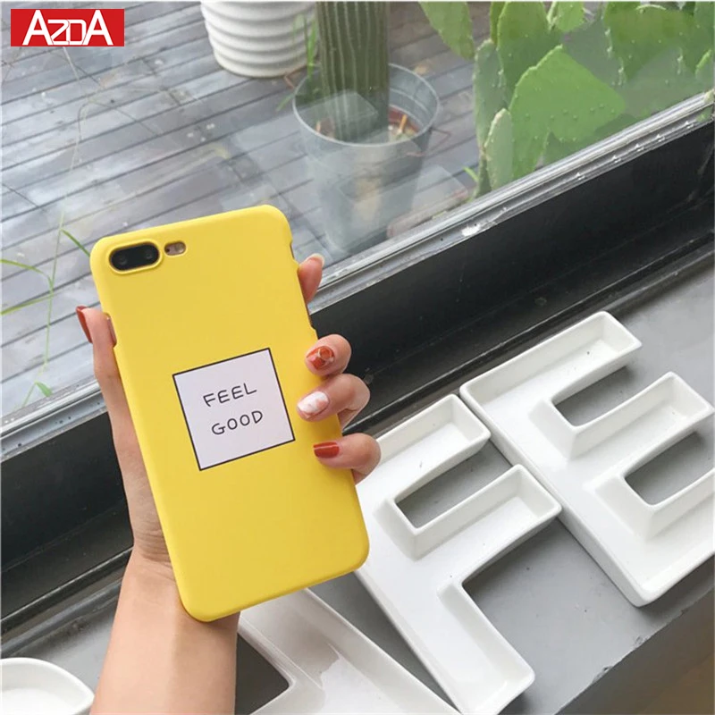 

Phone Case for iPhone X Ultrathin Lovely Durable Yellow Color Letter Matte Hard Cover Cases for iPhone 6 6S 7 8 Plus