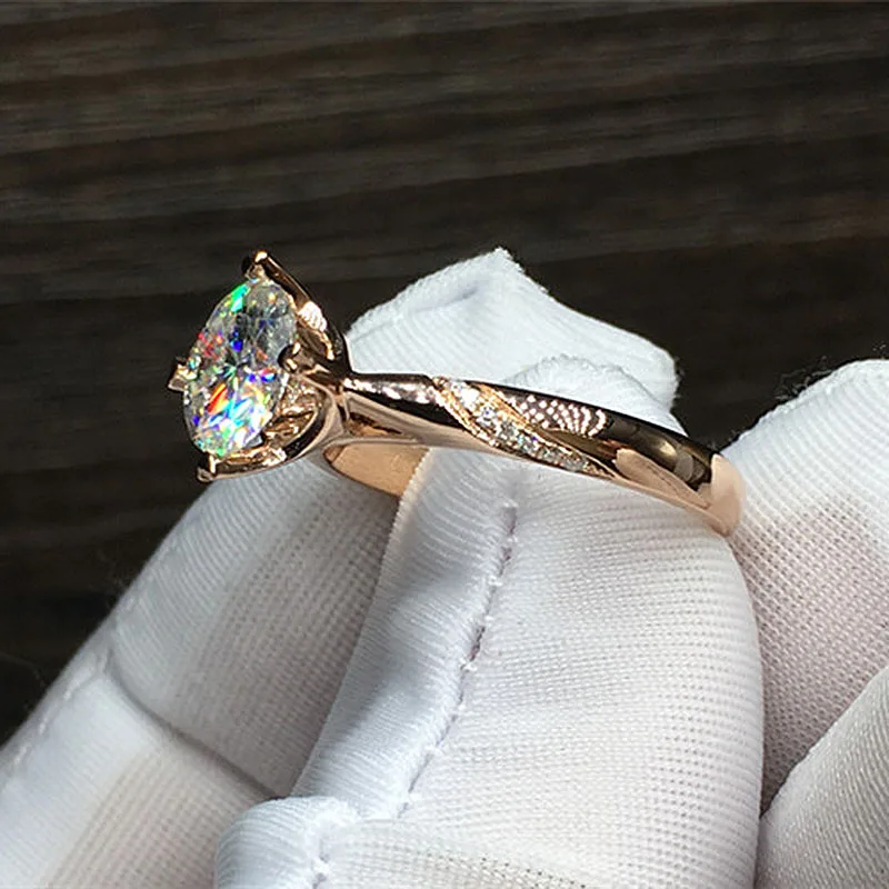 Solid AU750 18 К желтое золото 1ct 6,5 мм круглая блестящая огранка 6 зубцов Муассанит кольцо лаборатория алмазное кольцо для женщин обручальное кольцо
