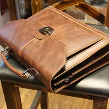 Искусственная кожа Crazy Horse мужской портфель винтажная деловая сумка для ноутбука Высокое качество сумки через плечо портфель s