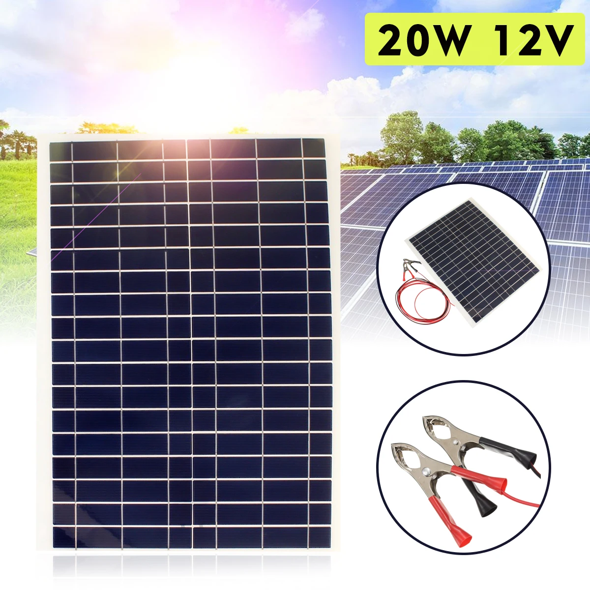 

LEORY Flexible Solar Panel Plate 20W 18V Solar Charger For Car Battery 12V Sunpower Polysilicon Silicon Cells Module Kit