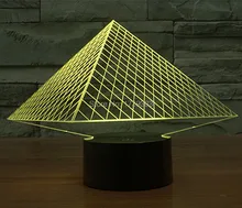 Free Shipping 1Piece 3D colorful rechargeable Pyramid Model LED Night Light of LED Mood Lamp For Children toys or Gifts