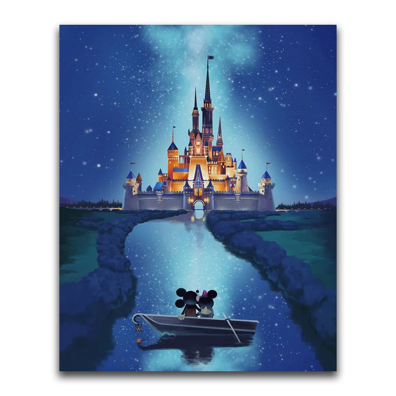 

Full Round Diamond mosaic Cartoon Disney Mickey castle 5D DIY Diamond painting Full Square Diamond embroidery Cross stitch sale