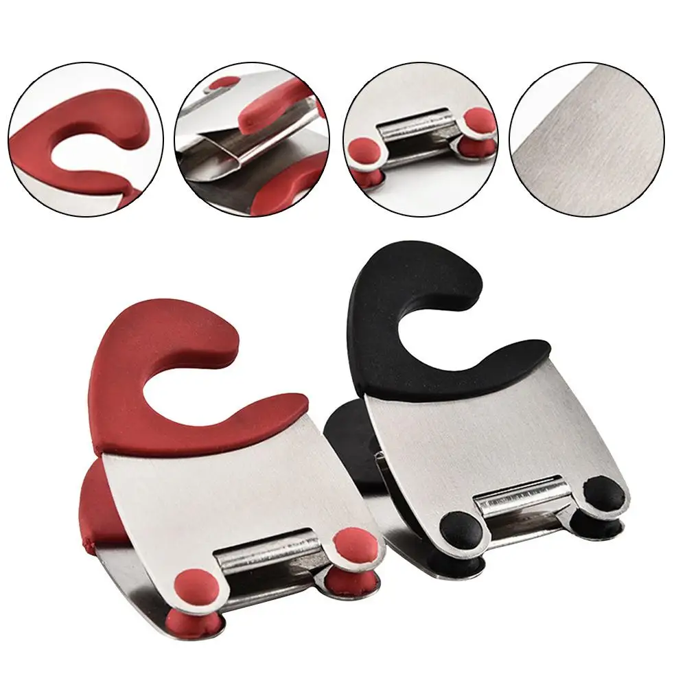 

Stainless Steel Pot Side Clip Anti-scalding Spoon Clip Kitchen Gadget Rubber Clip Holder The Buckle Design Firmly Clamps Things