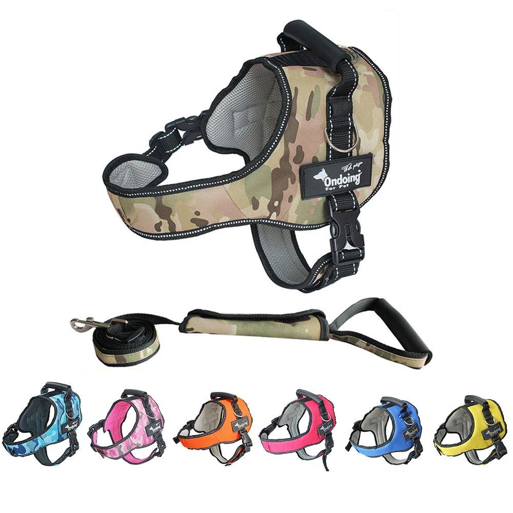 

Reflective Dog Harness Outdoor Safety Puppy Leashes Set Comfortable Net Cloth Training Collar Vest Set For Big And Small Dogs