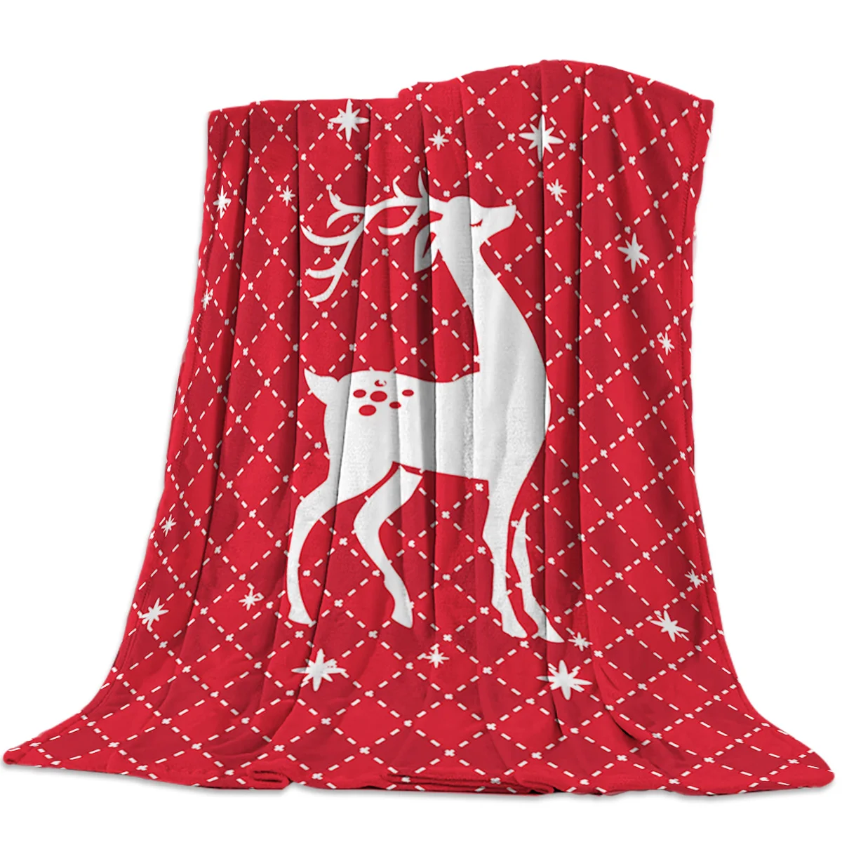 

Christmas Plaid Christmas Elk Throw Blanket Warm Microfiber Blanket